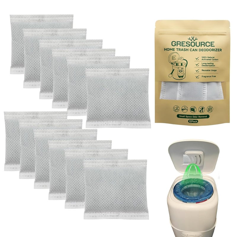 Gresource 12 Pack Diaper Pail Carbon Refill Filters–Premium Charcoal Odor Absorbers Deodorizer for Playtex Diaper Genie Complete and Expressions Pail –Ultimate Odor Control for Baby Nursery & More - Image 1